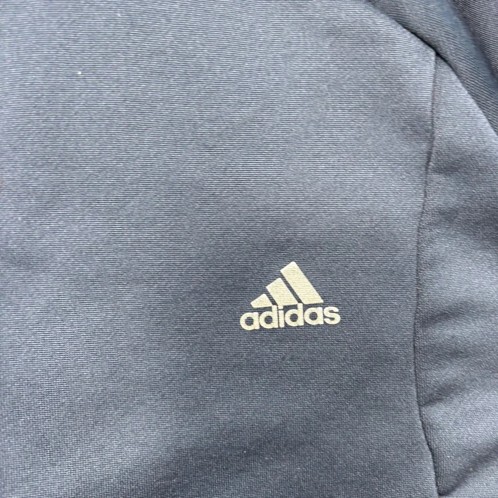 Adidas Mens XL Navy Blue‎ Quarter Zip Fleece Pullover Striped Sleeve #1141